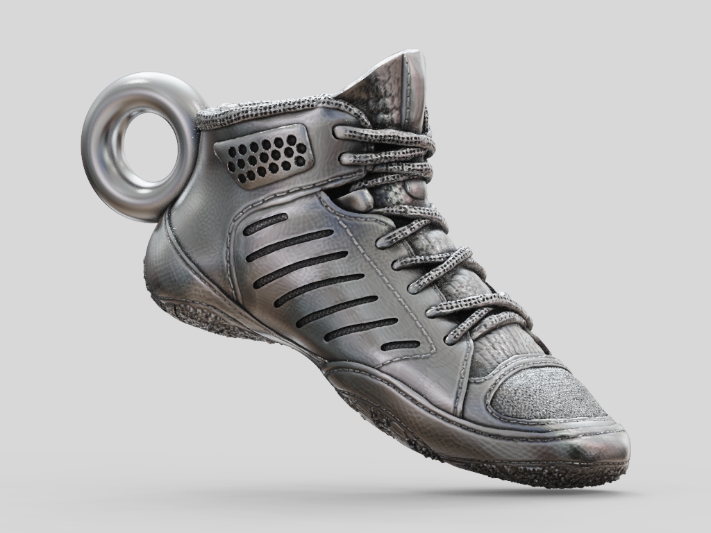 Detailed High-Top Wrestling Shoe Miniature Pendant — view 5