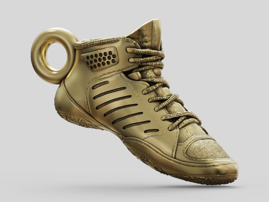 Detailed High-Top Wrestling Shoe Miniature Pendant — view 4