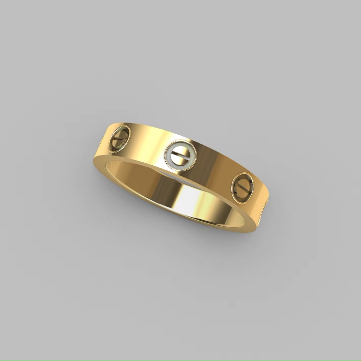 Modern Industrial Screw Motif Wedding Band Ring — view 2