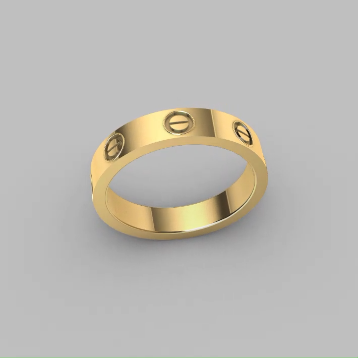 Modern Industrial Screw Motif Wedding Band Ring — view 4