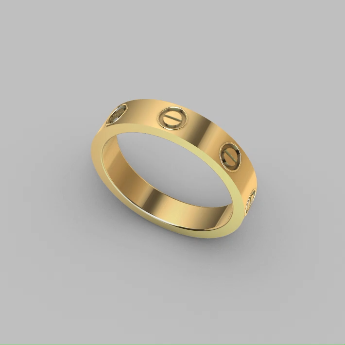 Modern Industrial Screw Motif Wedding Band Ring — view 5