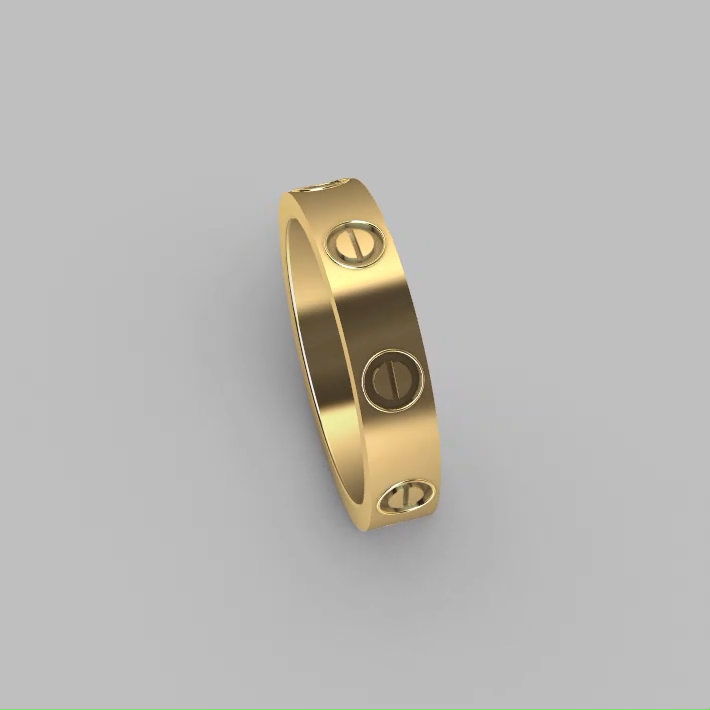 Modern Industrial Screw Motif Wedding Band Ring — view 7