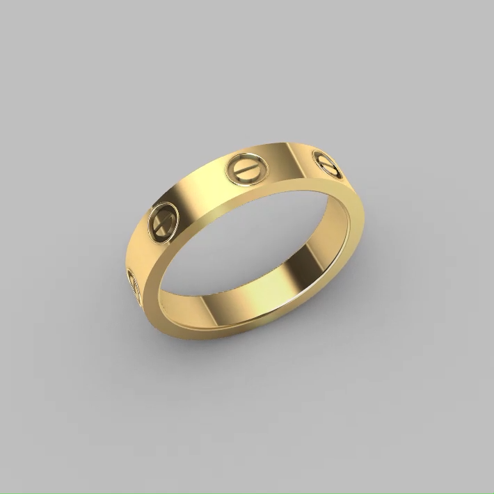 Modern Industrial Screw Motif Wedding Band Ring — view 3