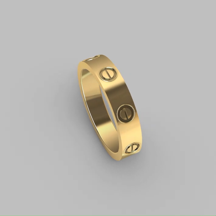 Modern Industrial Screw Motif Wedding Band Ring — view 6
