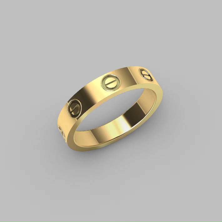 Modern Industrial Screw Motif Wedding Band Ring