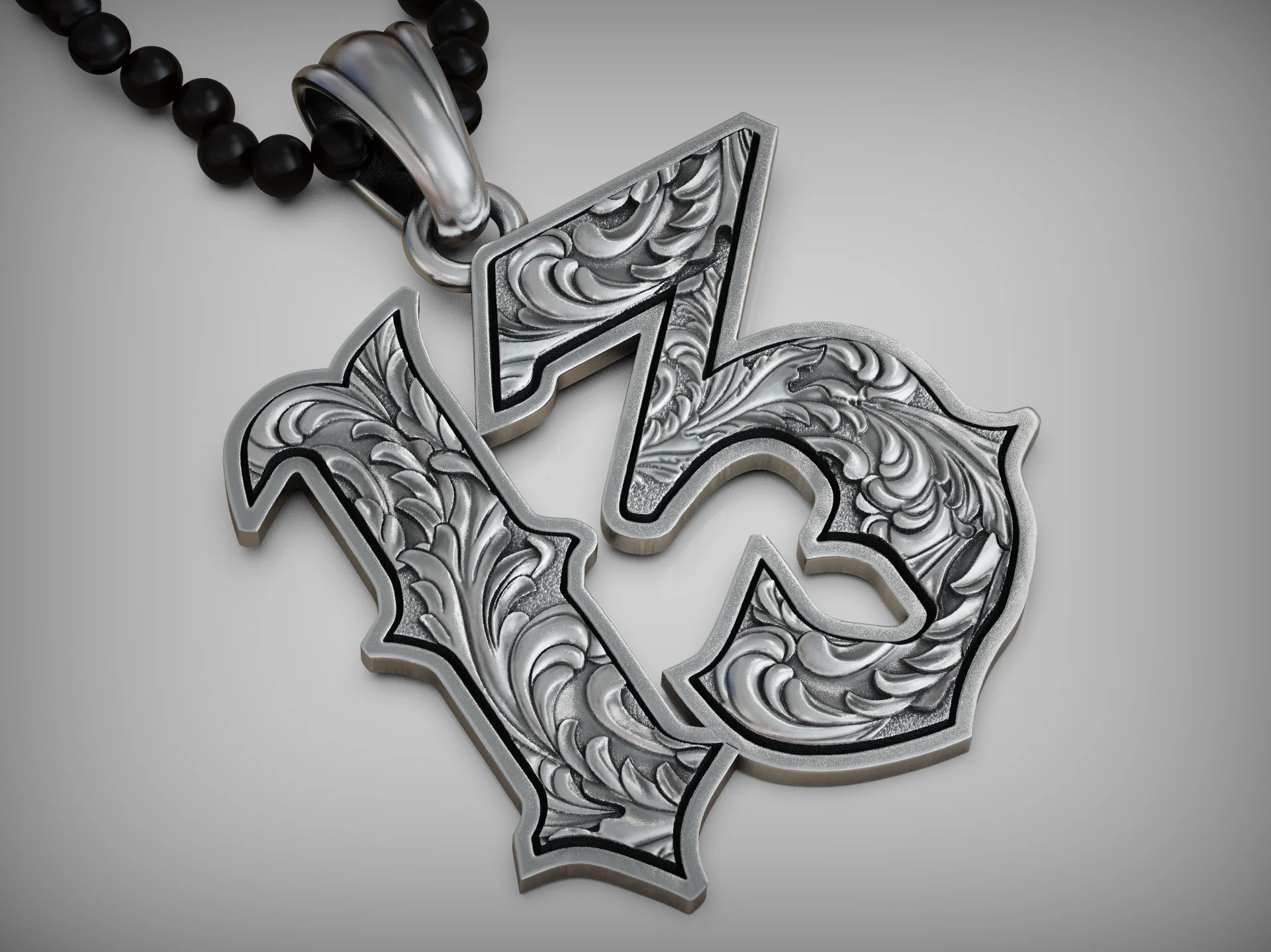 Engraved Baroque-Style Number 13 Pendant — view 7