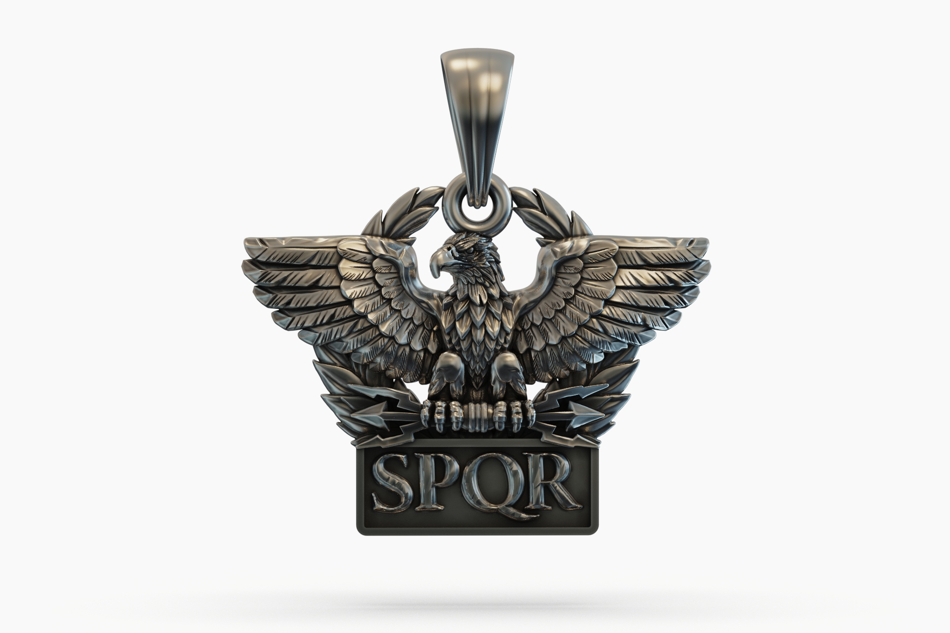 Roman Aquila Eagle SPQR Medallion Pendant — view 6