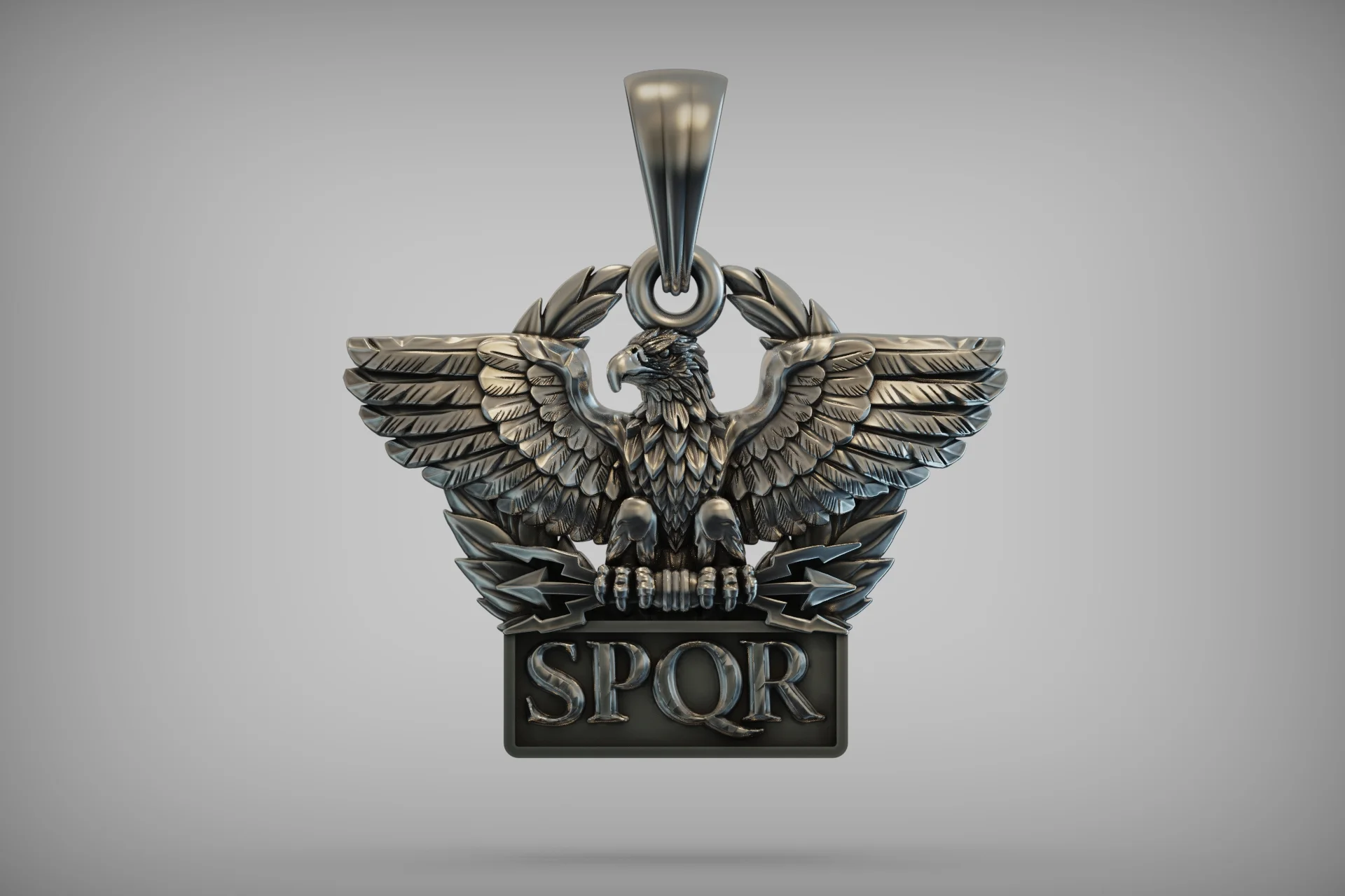 Roman Aquila Eagle SPQR Medallion Pendant — view 3