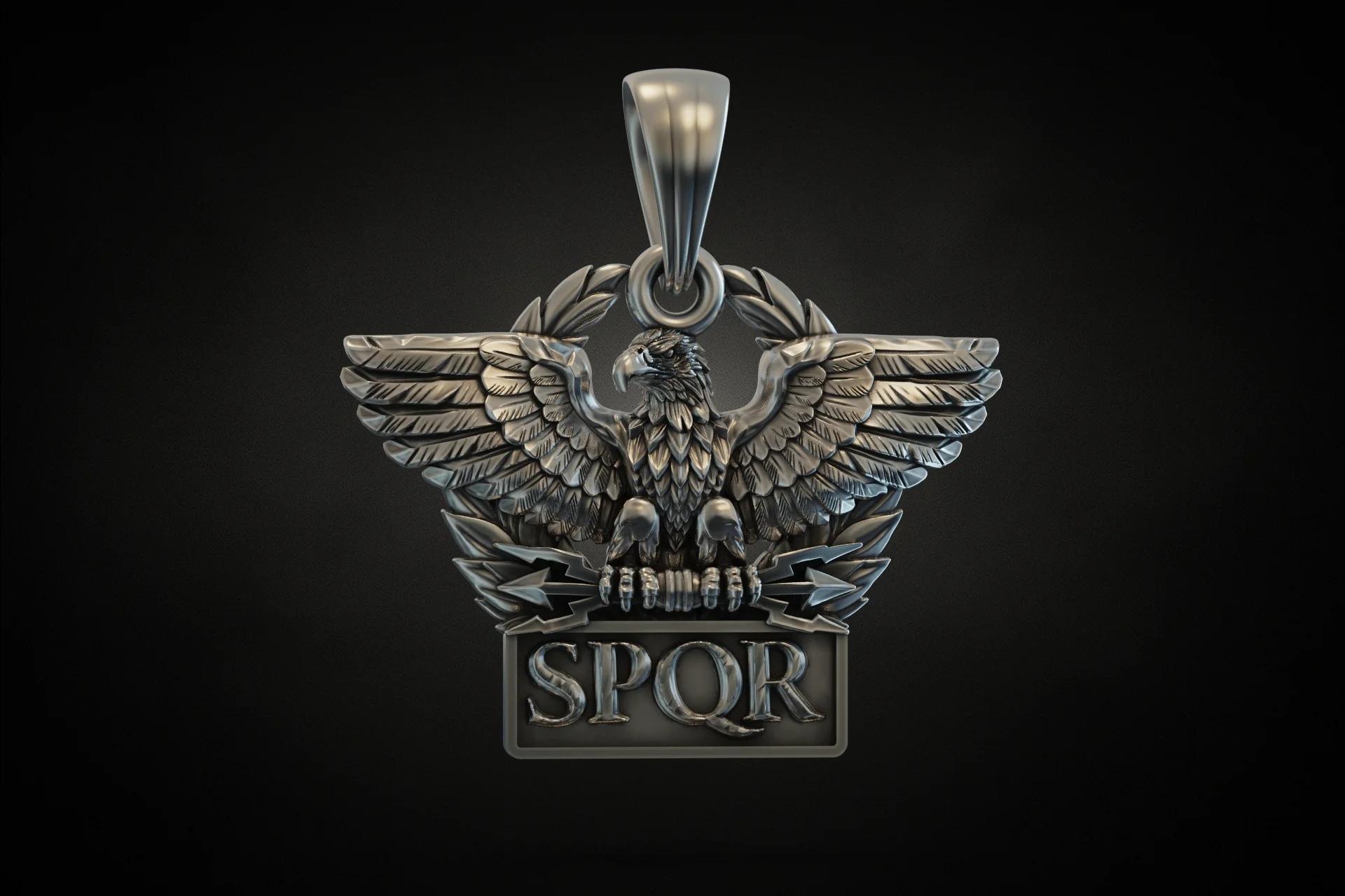 Roman Aquila Eagle SPQR Medallion Pendant