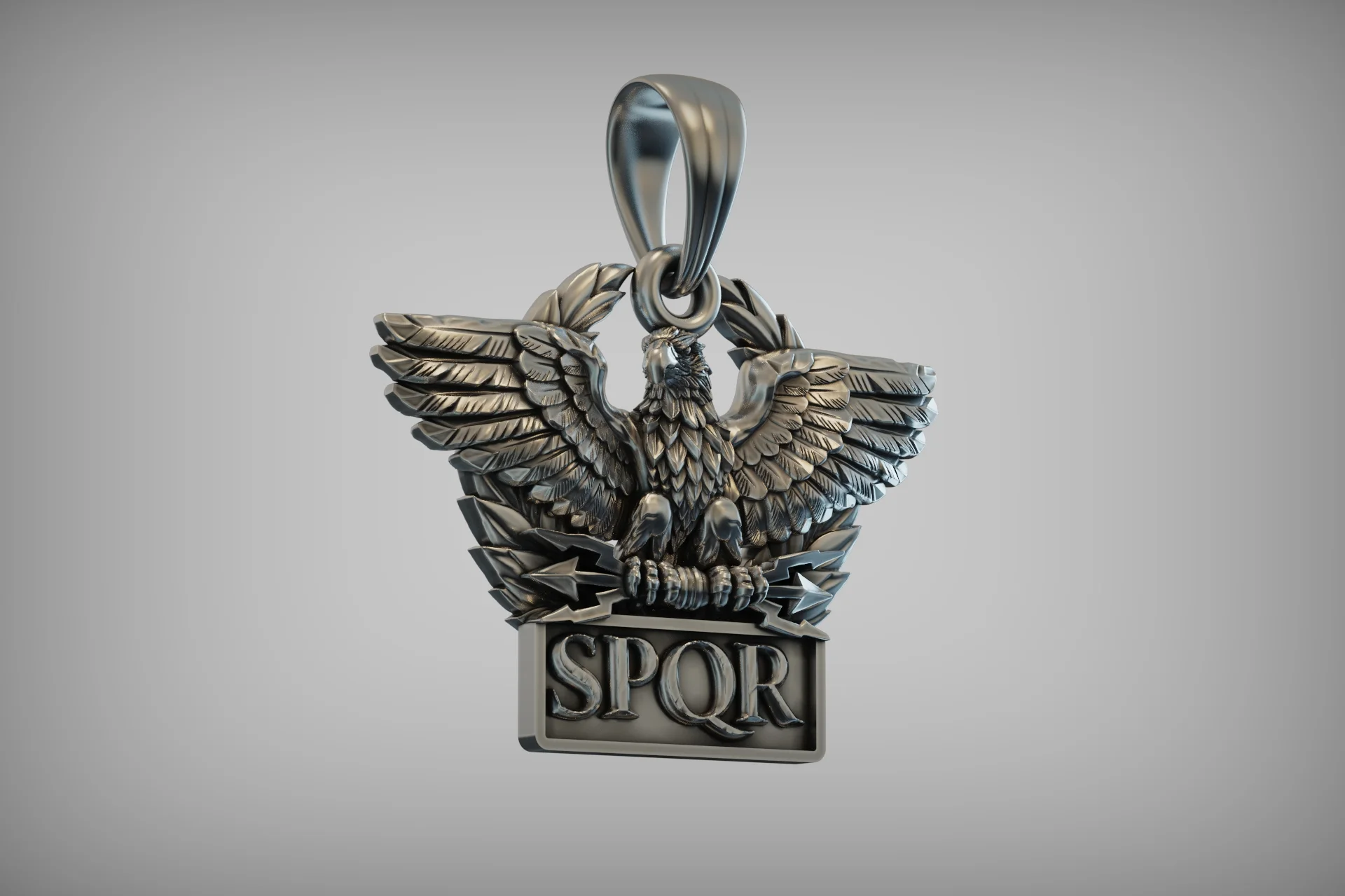 Roman Aquila Eagle SPQR Medallion Pendant — view 4