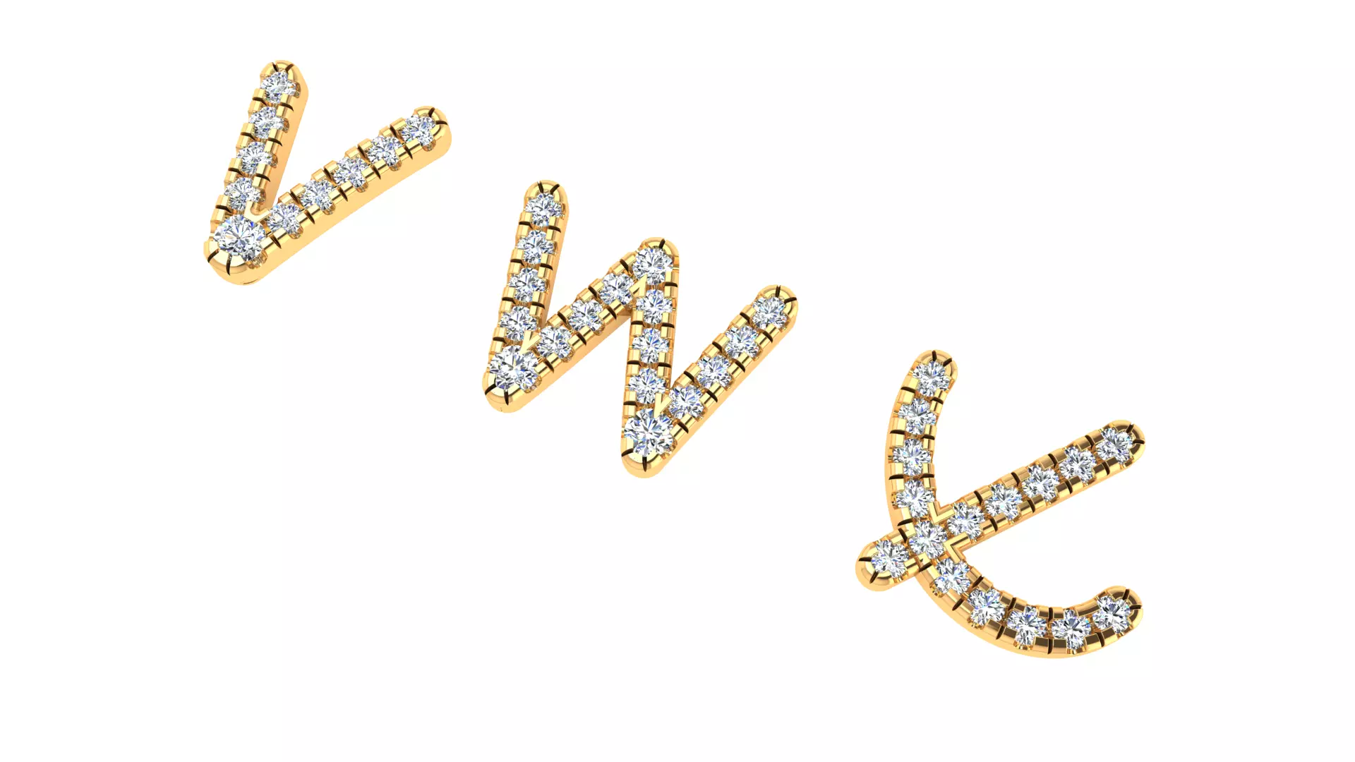 Luxury Diamond Script Alphabet 3D Jewelry Font Collection — view 3