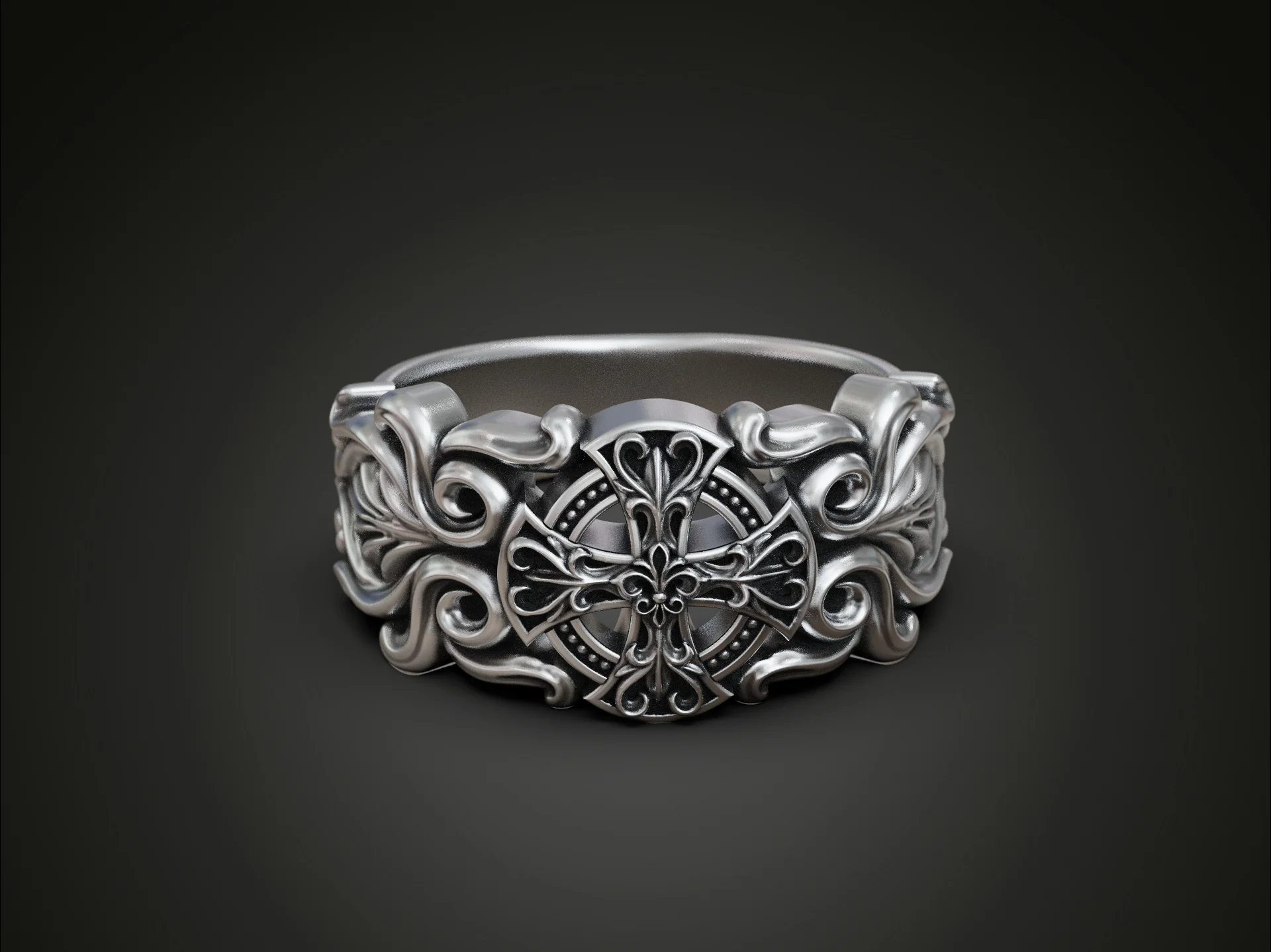 Ornate Gothic Cross Statement Ring