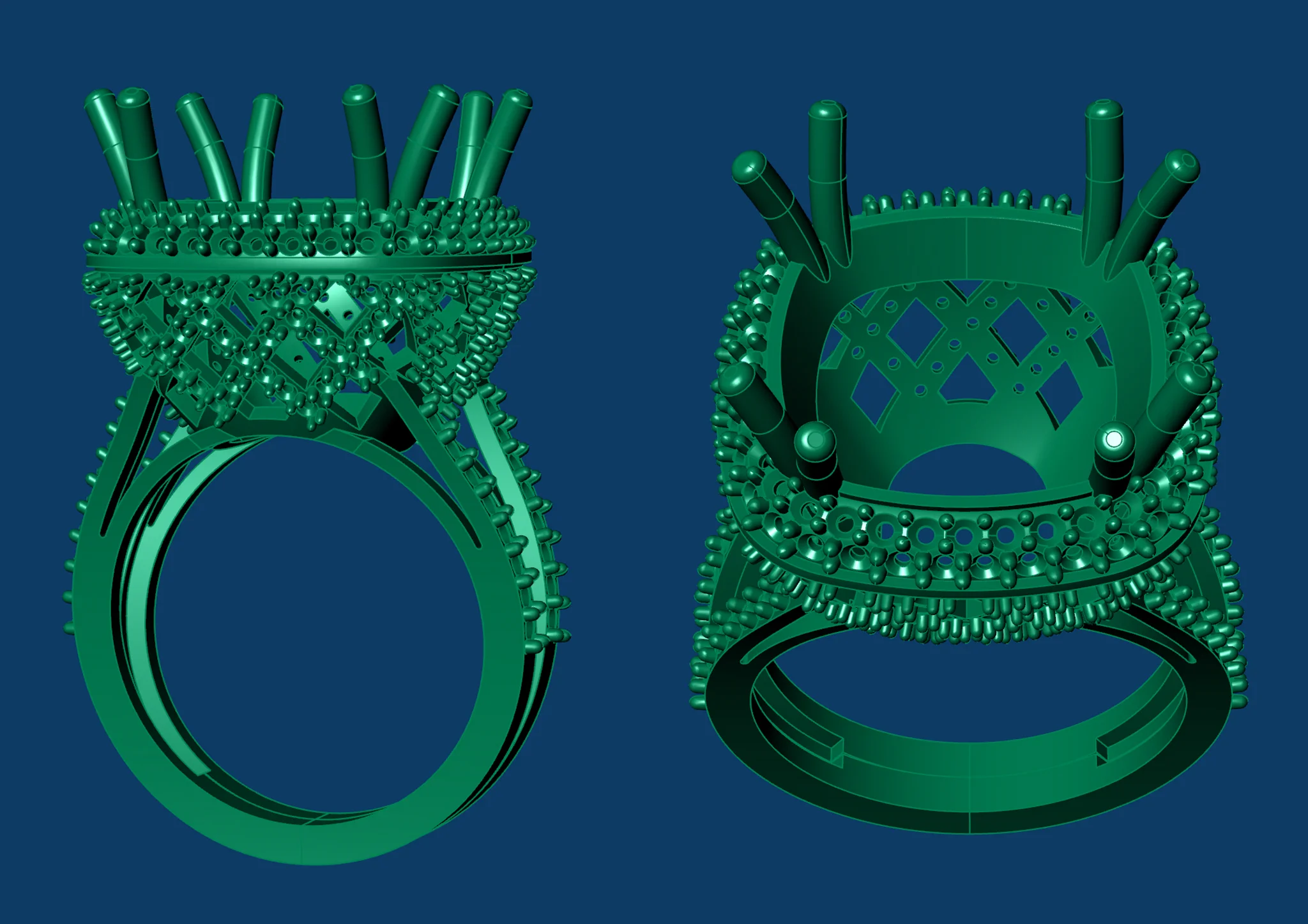 Cushion Cut Gemstone Ring Gold Jewelry 3D Model — view 5