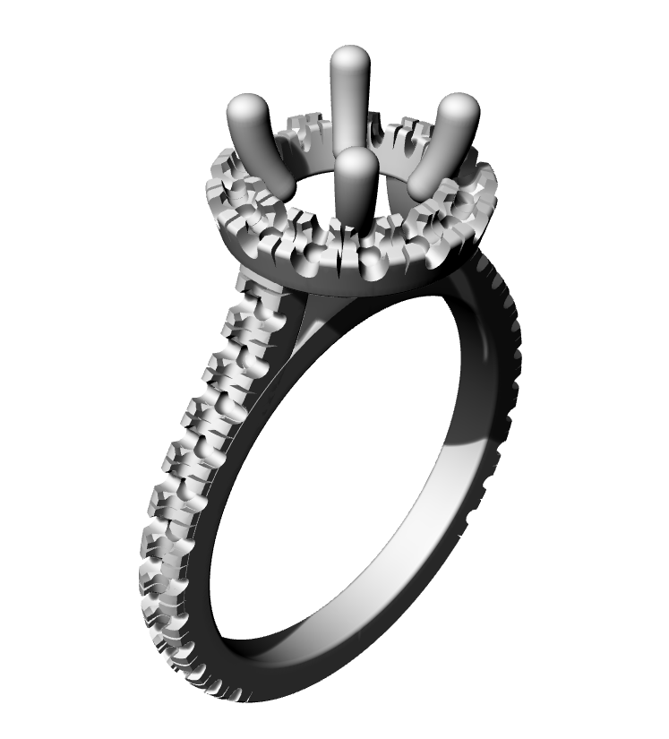 Classic Round Solitaire Diamond Ring 3D Model — view 8