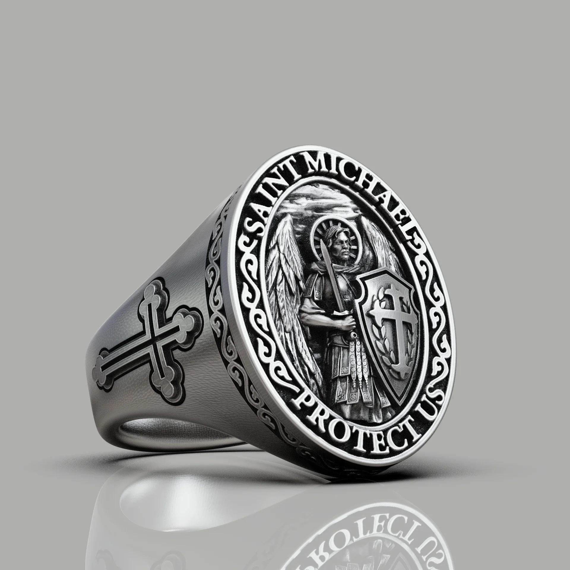 Saint Michael Archangel Signet Ring — view 2