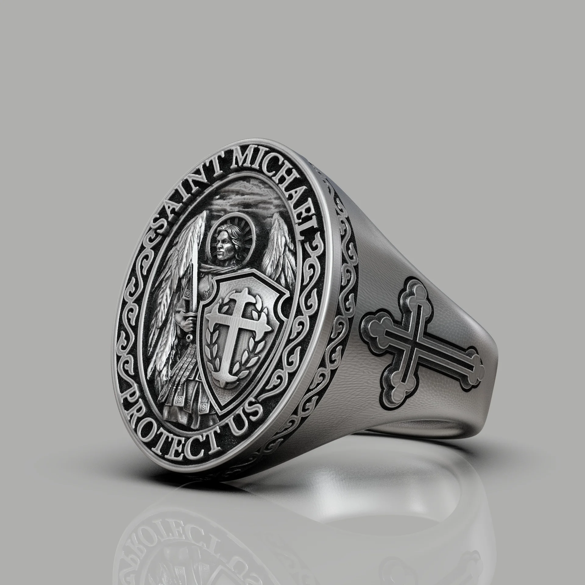 Saint Michael Archangel Signet Ring — view 3
