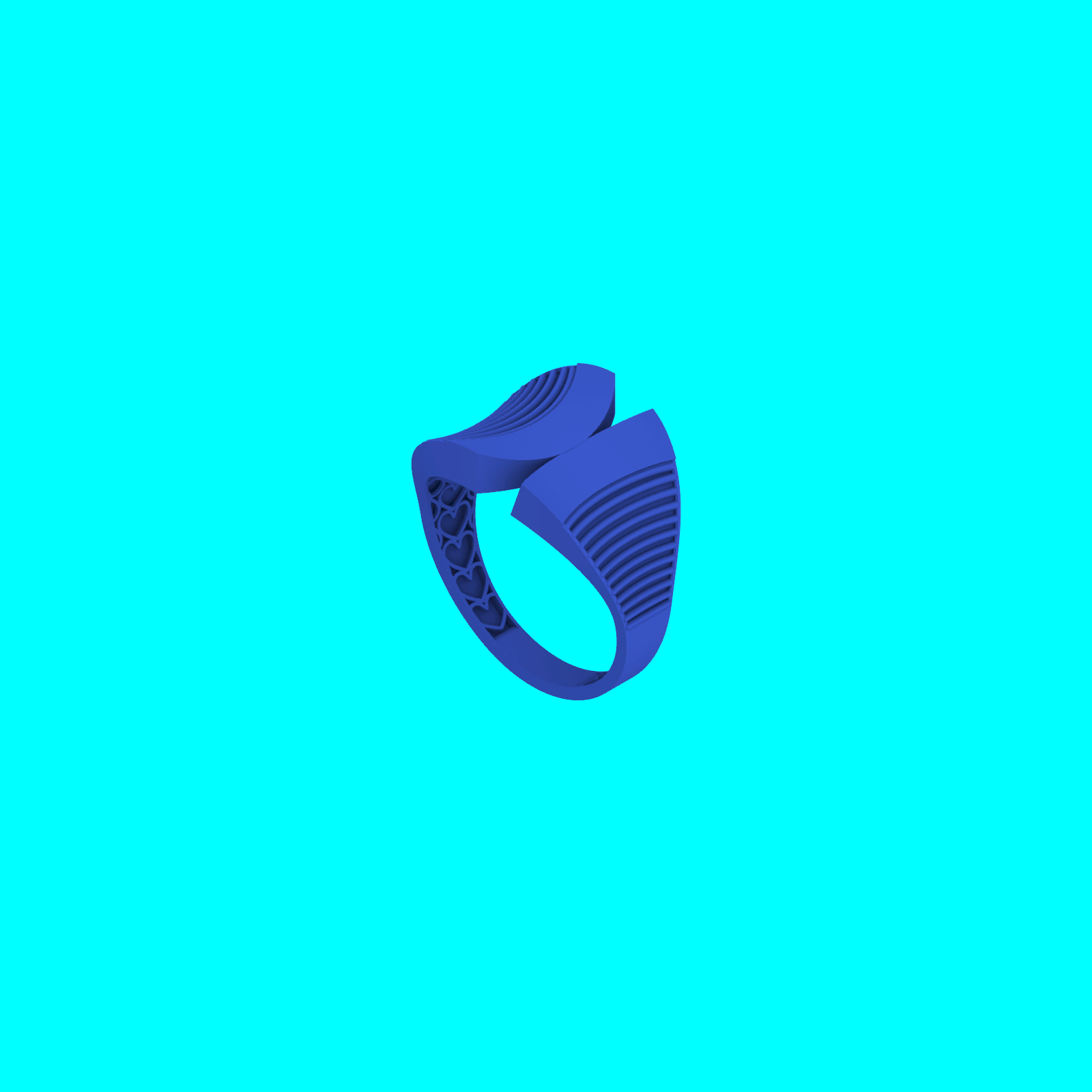 Open Bypass Ring with Curved Ribbed Panels — view 6