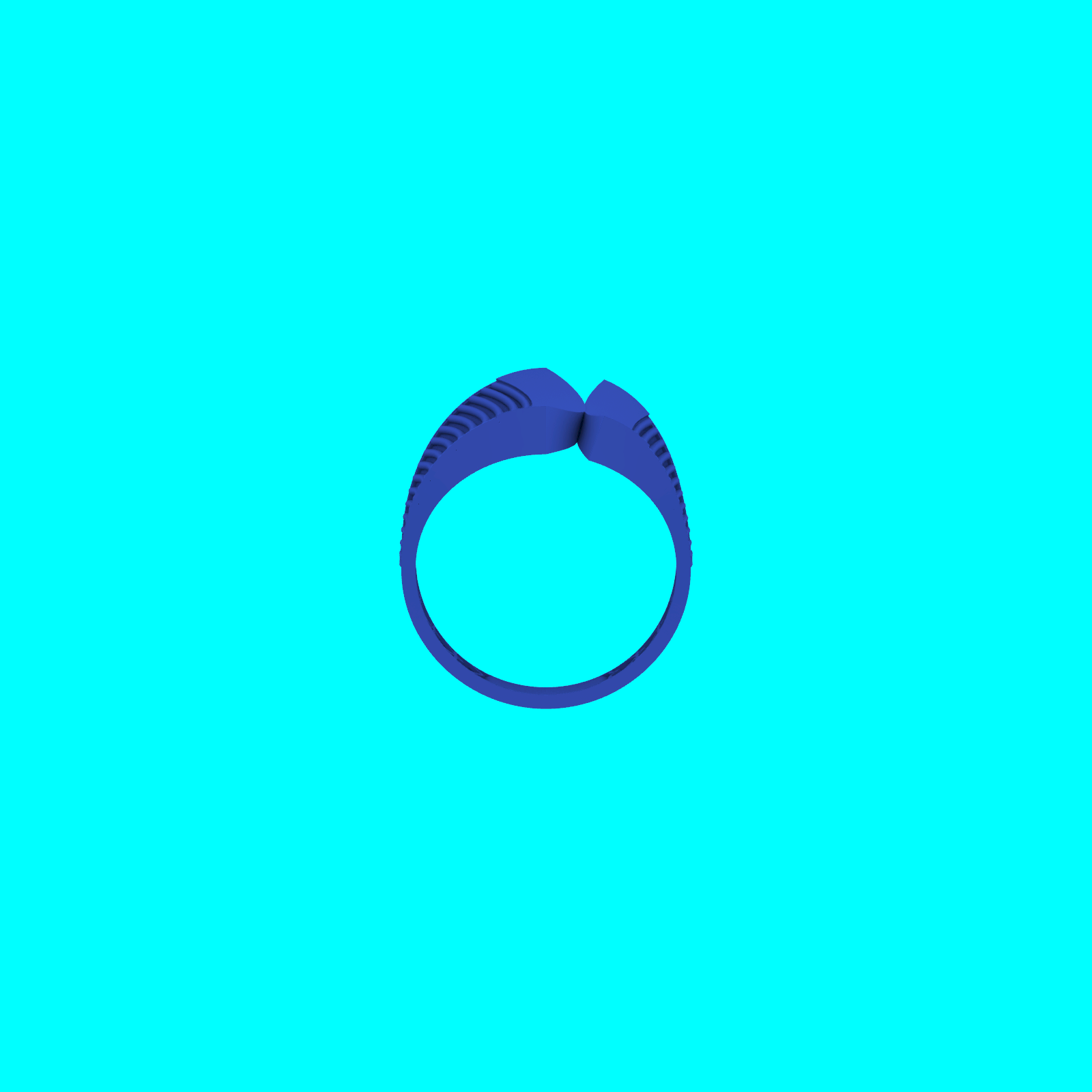 Open Bypass Ring with Curved Ribbed Panels — view 3