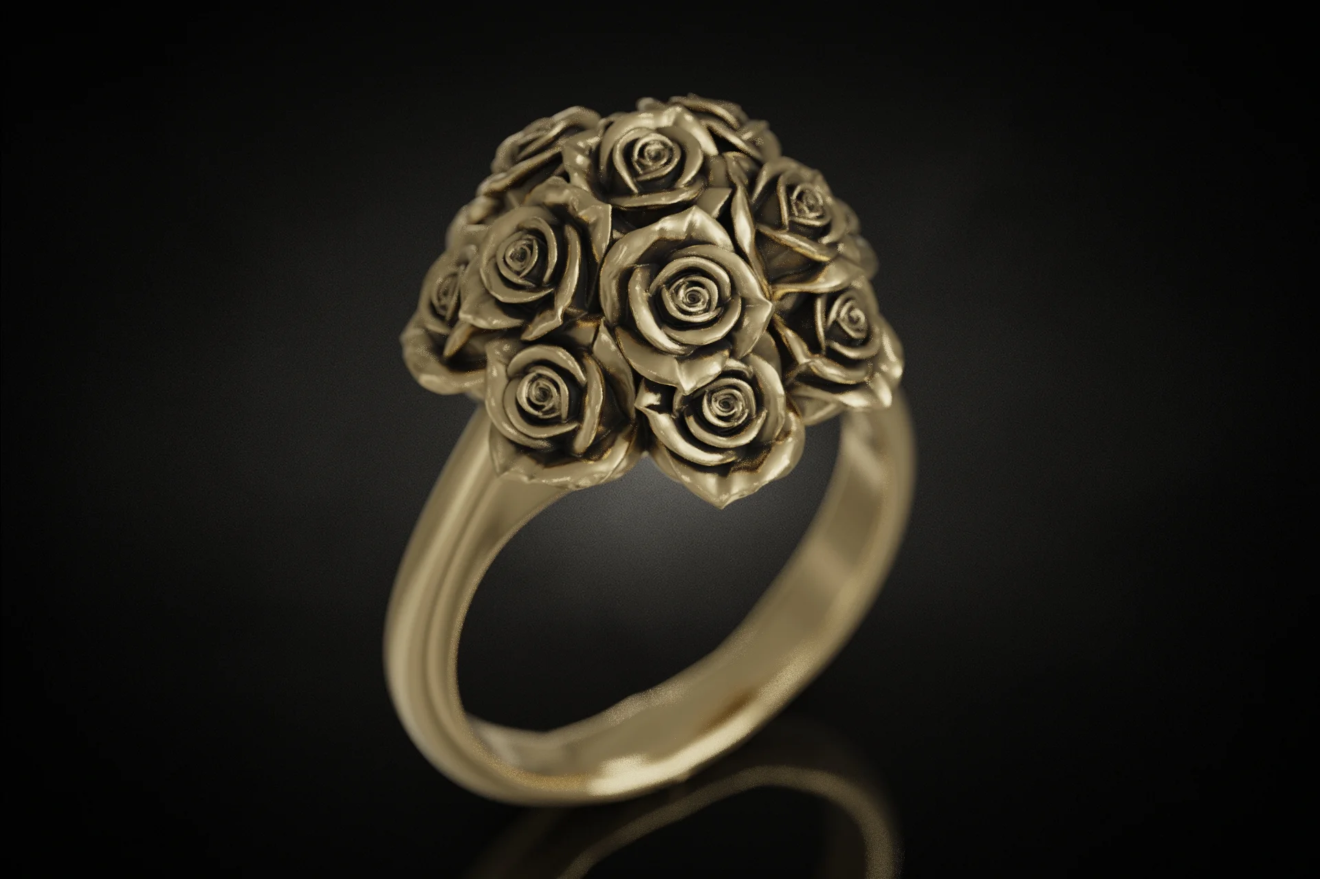 Romantic Rose Bouquet Floral Statement Ring — view 8