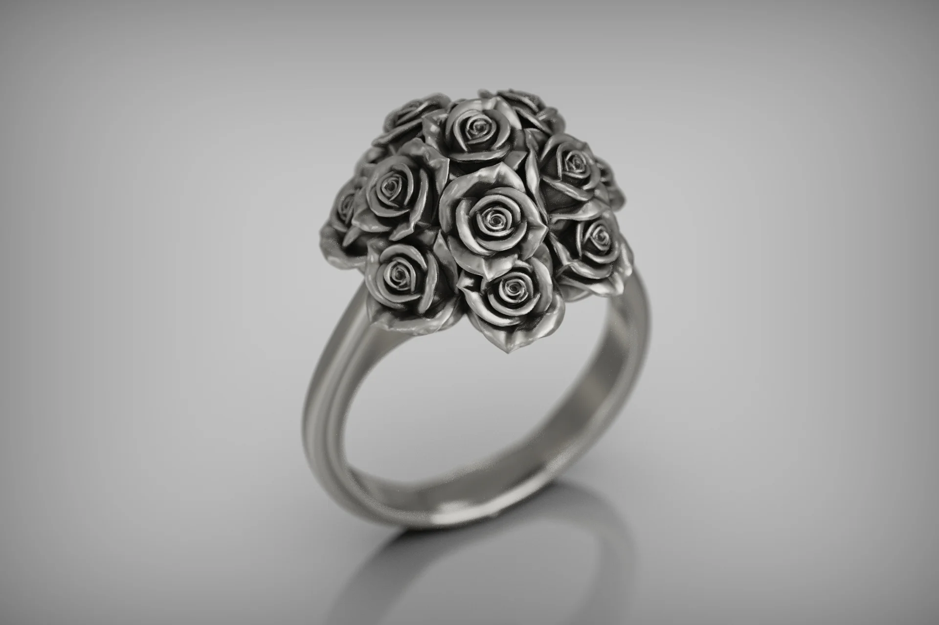Romantic Rose Bouquet Floral Statement Ring