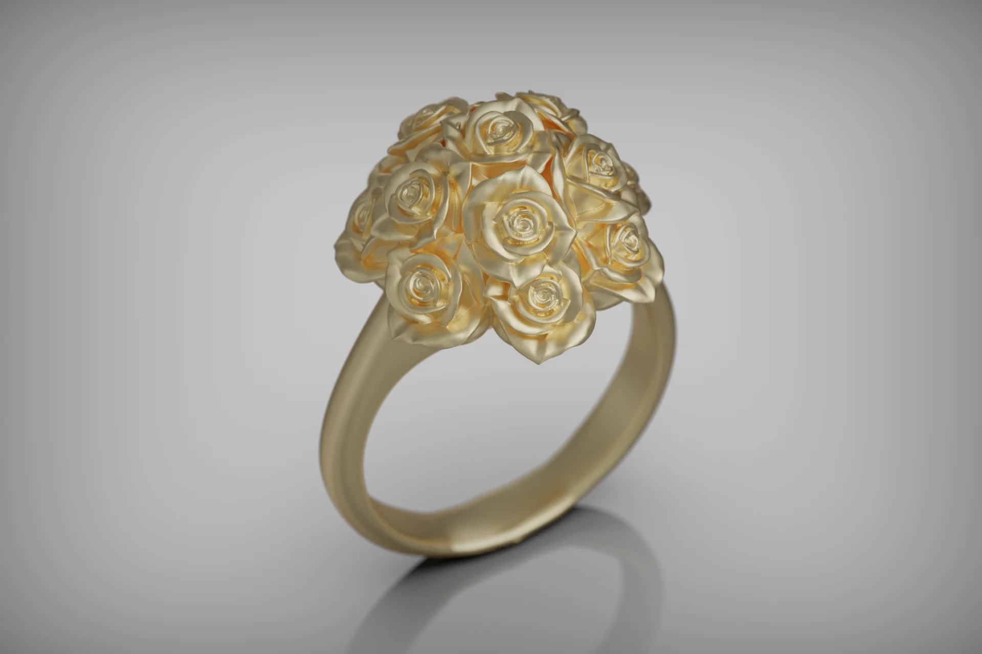 Romantic Rose Bouquet Floral Statement Ring — view 2