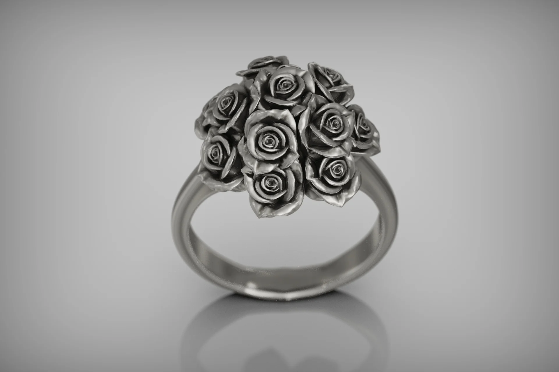 Romantic Rose Bouquet Floral Statement Ring — view 3