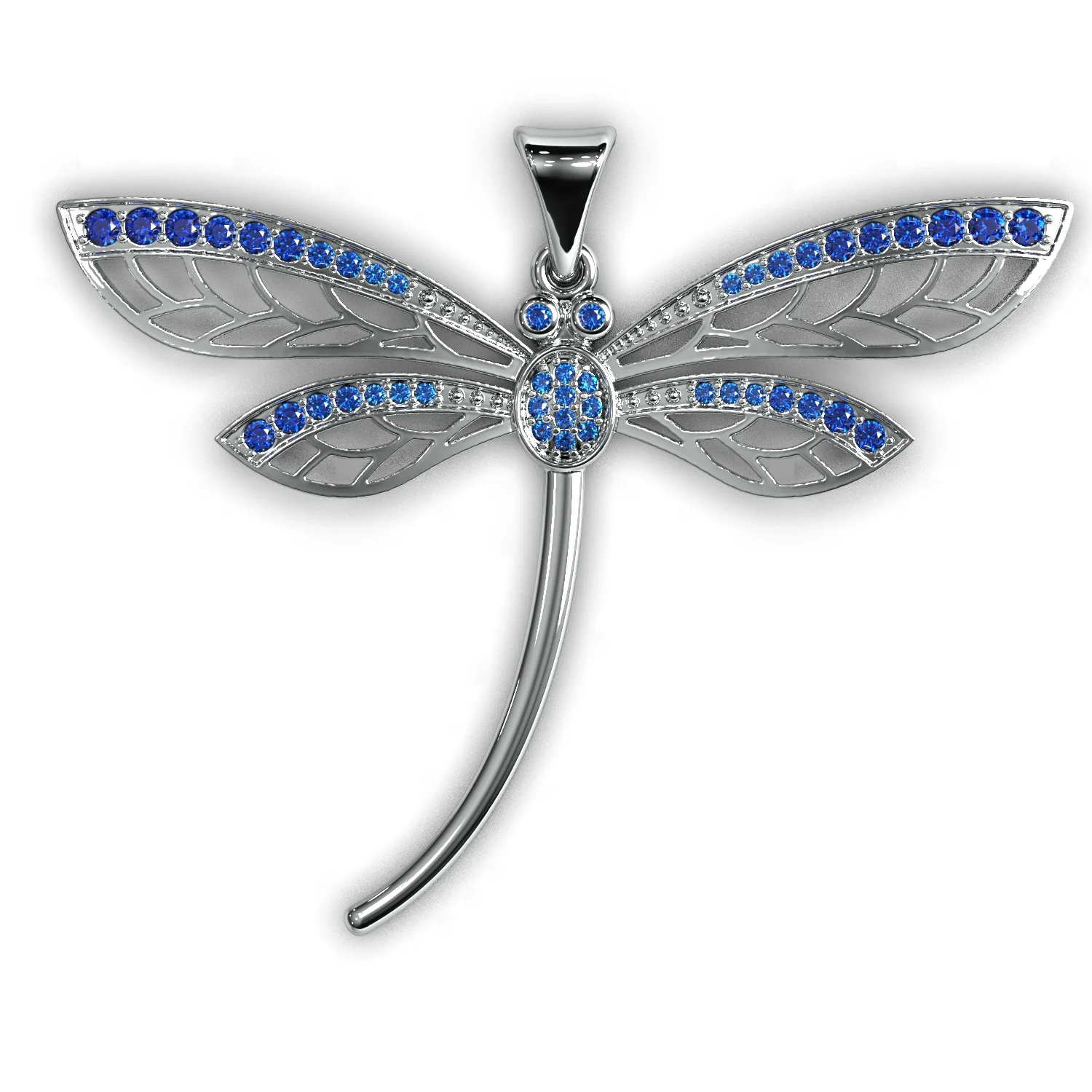 Dragonfly pendant 3D print model with gems ready to print