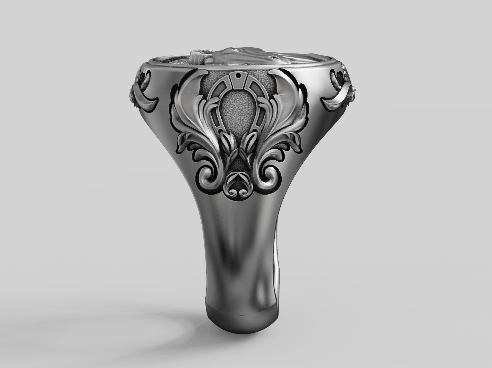 Pegasus Relief Horseshoe Signet Ring — view 8