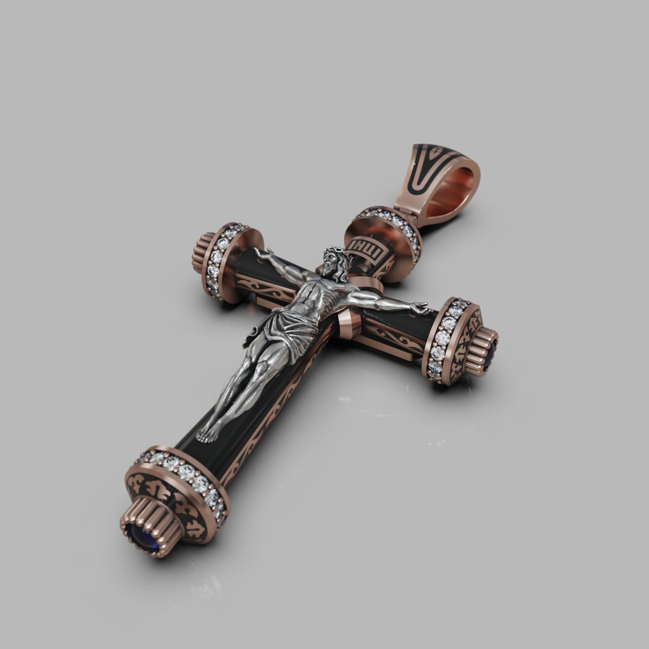 Ornate Baroque Jesus Crucifix Pendant — view 4