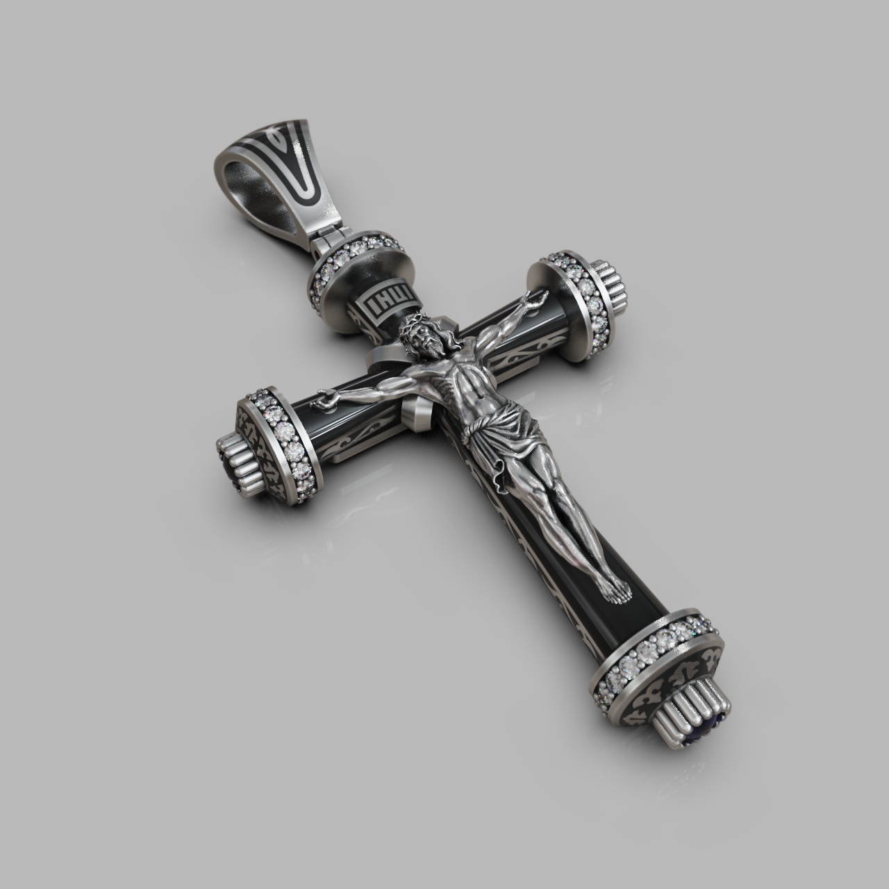 Ornate Baroque Jesus Crucifix Pendant — view 3