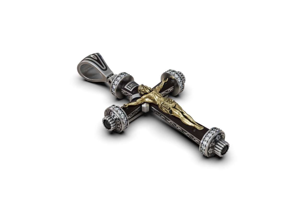 Ornate Baroque Jesus Crucifix Pendant — view 2