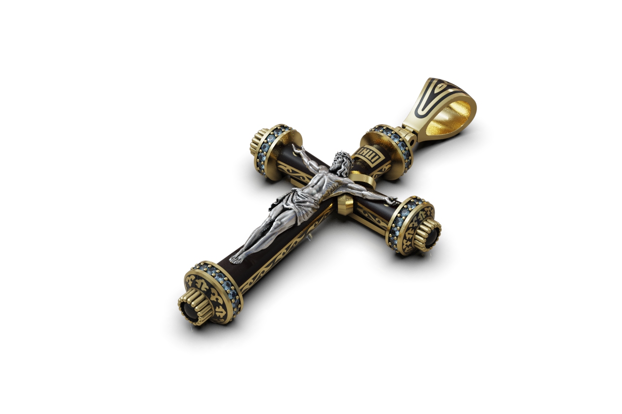 Ornate Baroque Jesus Crucifix Pendant