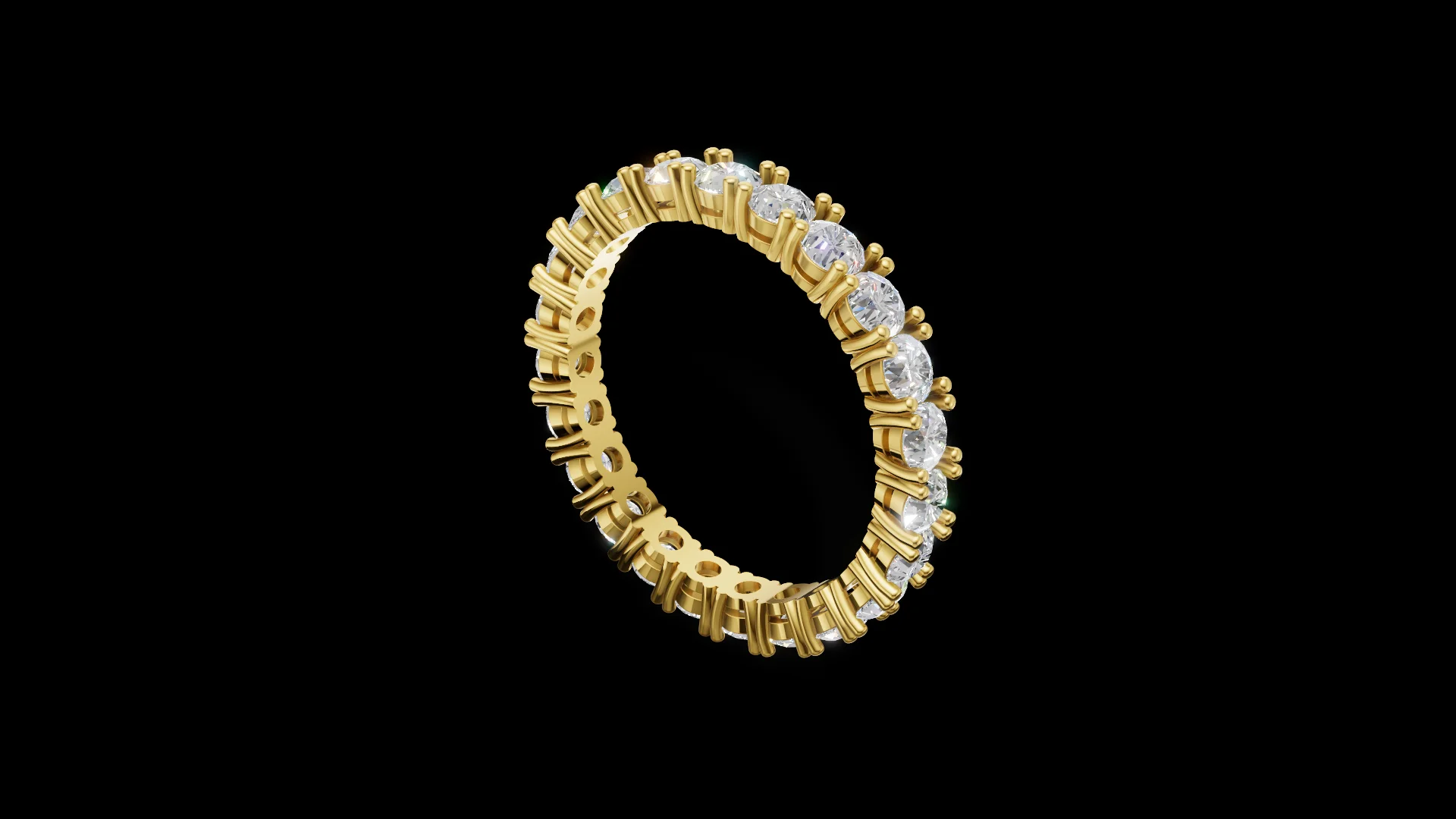 Diamond Eternity Ring 3 mm Round Gems | Full Eternity Wedding Band | 3D Printable Jewelry CAD Model | STL 3DM — view 2