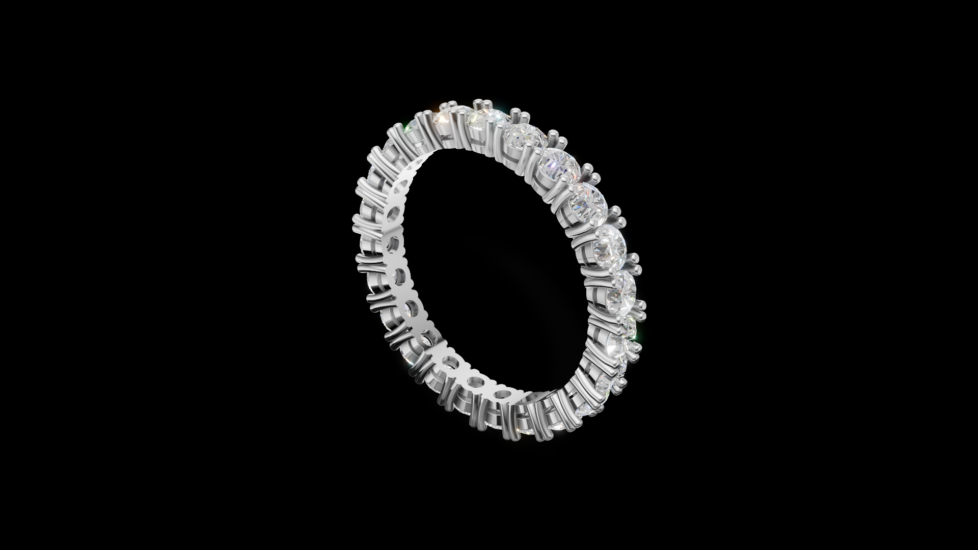 Diamond Eternity Ring 3 mm Round Gems | Full Eternity Wedding Band | 3D Printable Jewelry CAD Model | STL 3DM — view 1