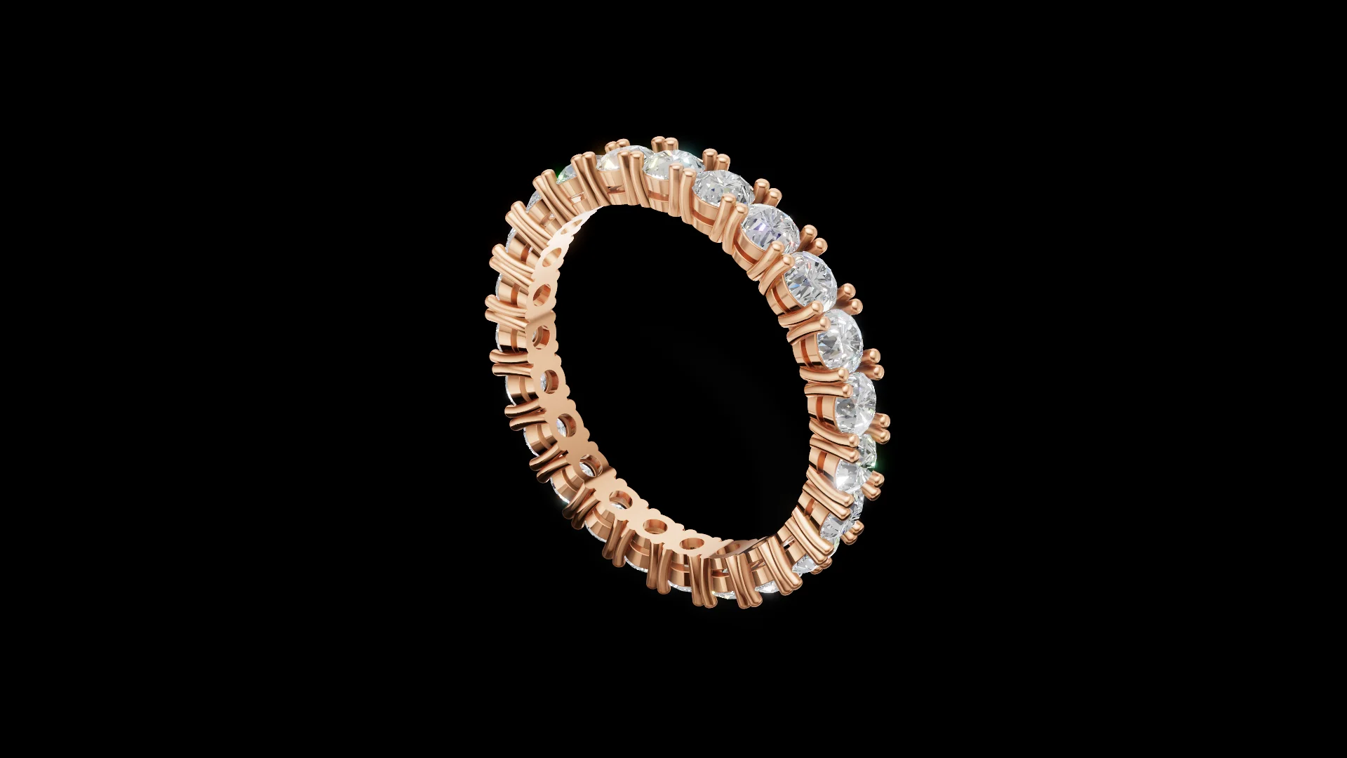 Diamond Eternity Ring 3 mm Round Gems | Full Eternity Wedding Band | 3D Printable Jewelry CAD Model | STL 3DM — view 3