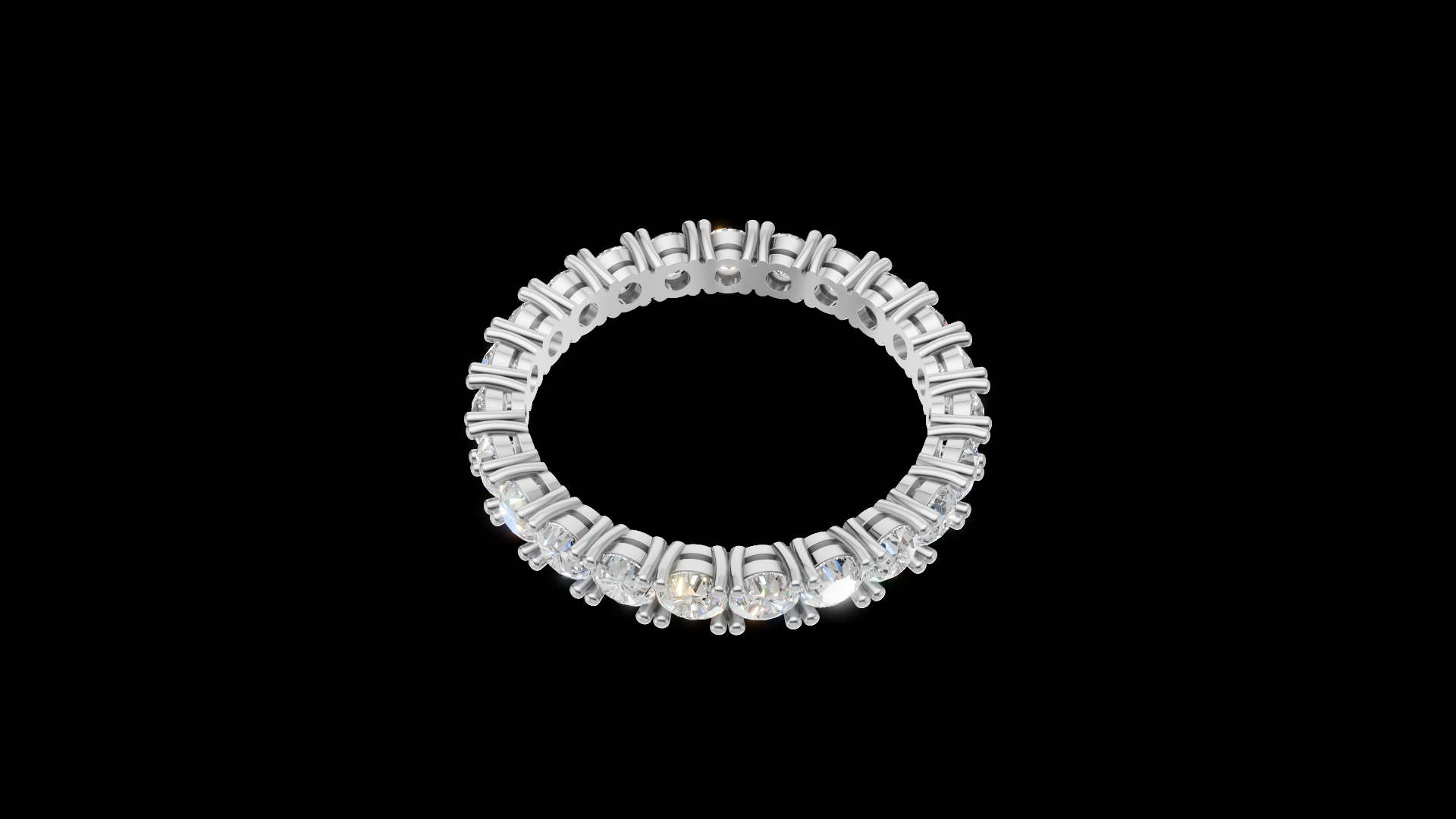 Diamond Eternity Ring 3 mm Round Gems | Full Eternity Wedding Band | 3D Printable Jewelry CAD Model | STL 3DM — view 4