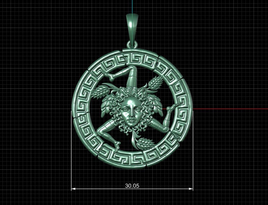 Sicilian Trinacria Medusa Head Pendant — view 7