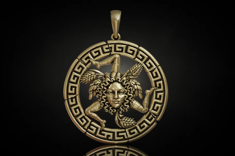 Sicilian Trinacria Medusa Head Pendant — view 6