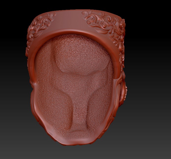 Ornate Floral Scrollwork Skull Signet Ring — view 5