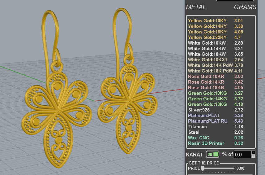 Ornamental Floral Filigree Earrings 3D Model — view 7