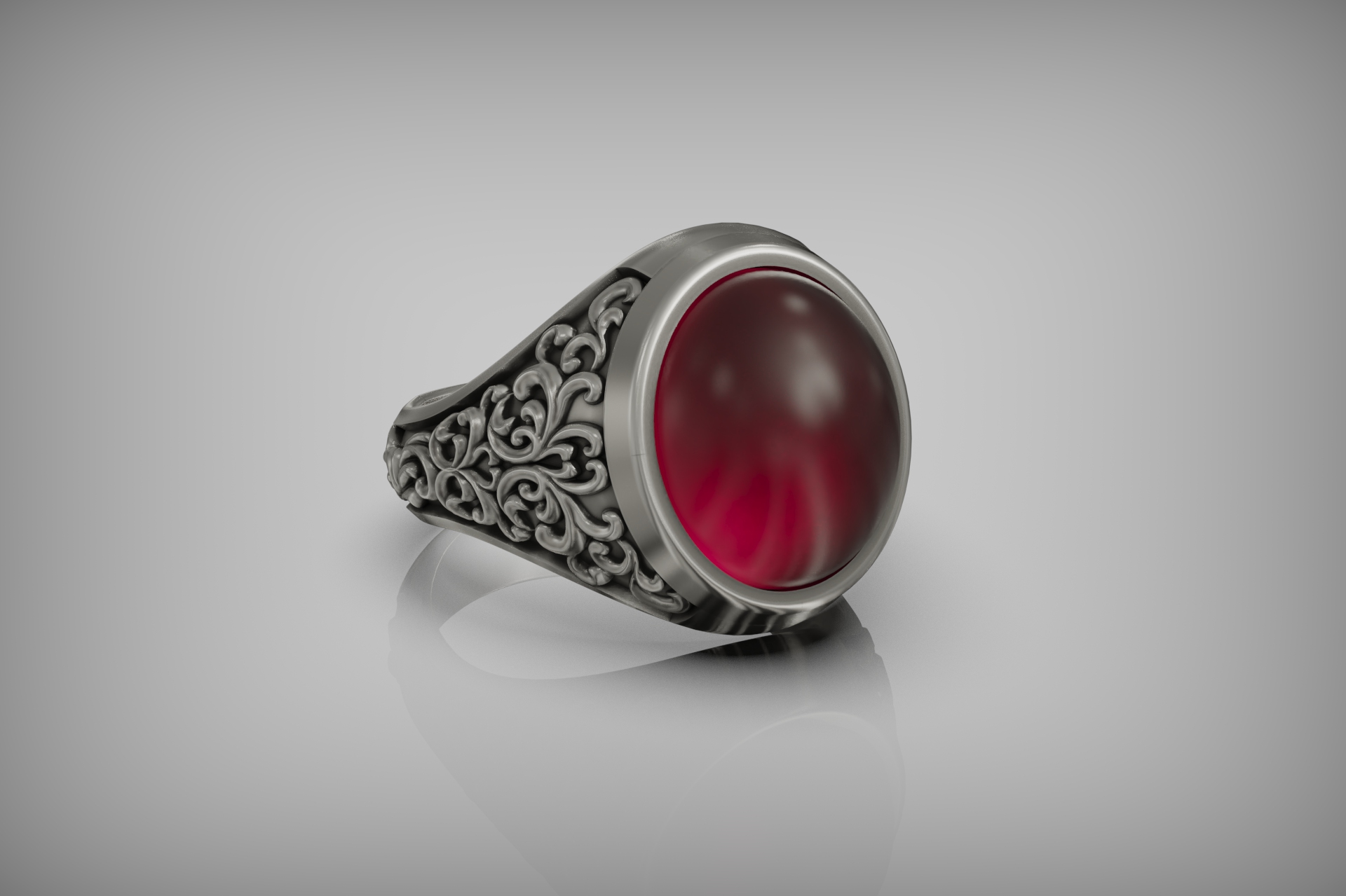 Vintage Ornate Oval Signet Men's Ring — view 5