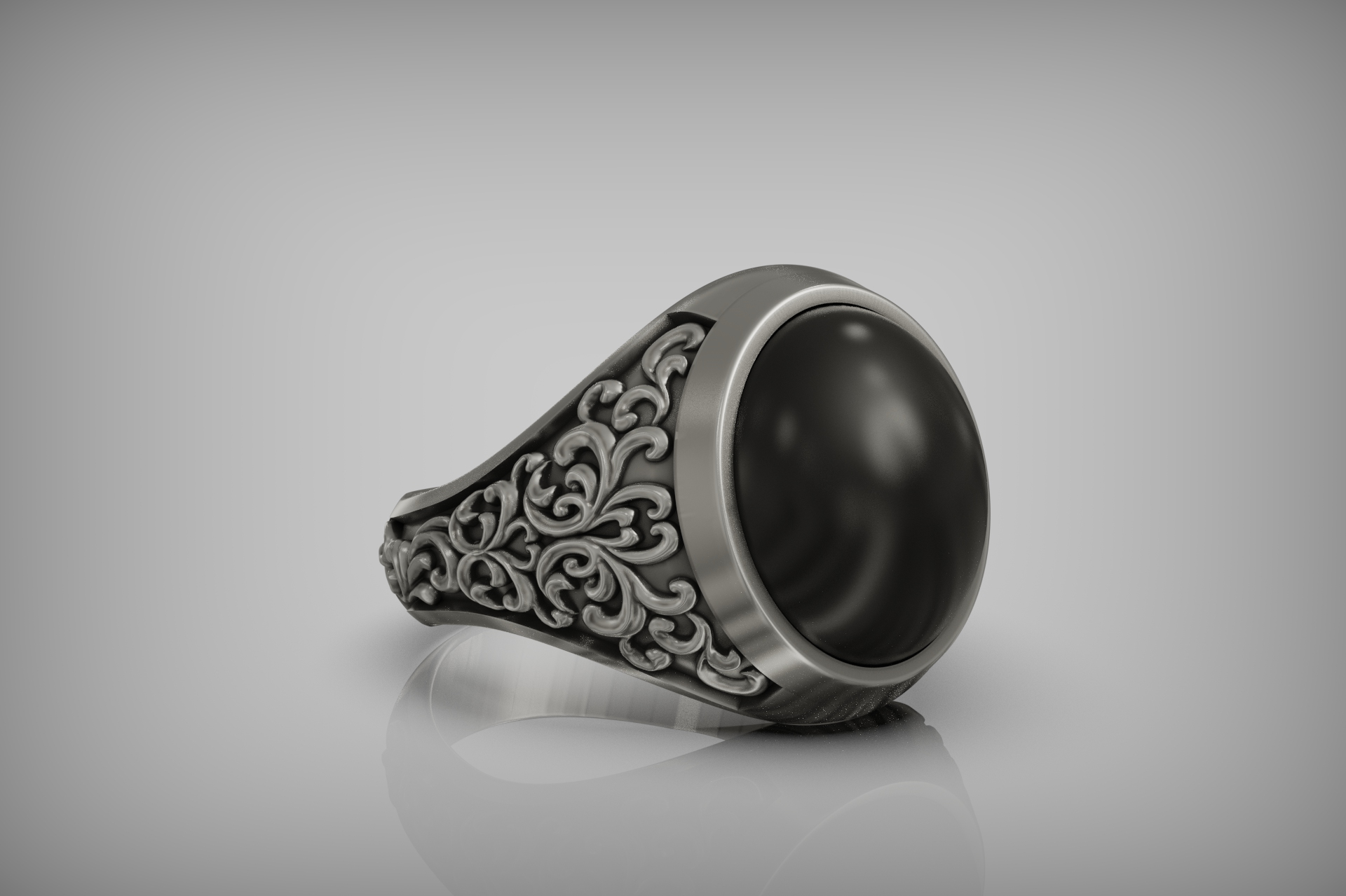 Vintage Ornate Oval Signet Men's Ring — view 7