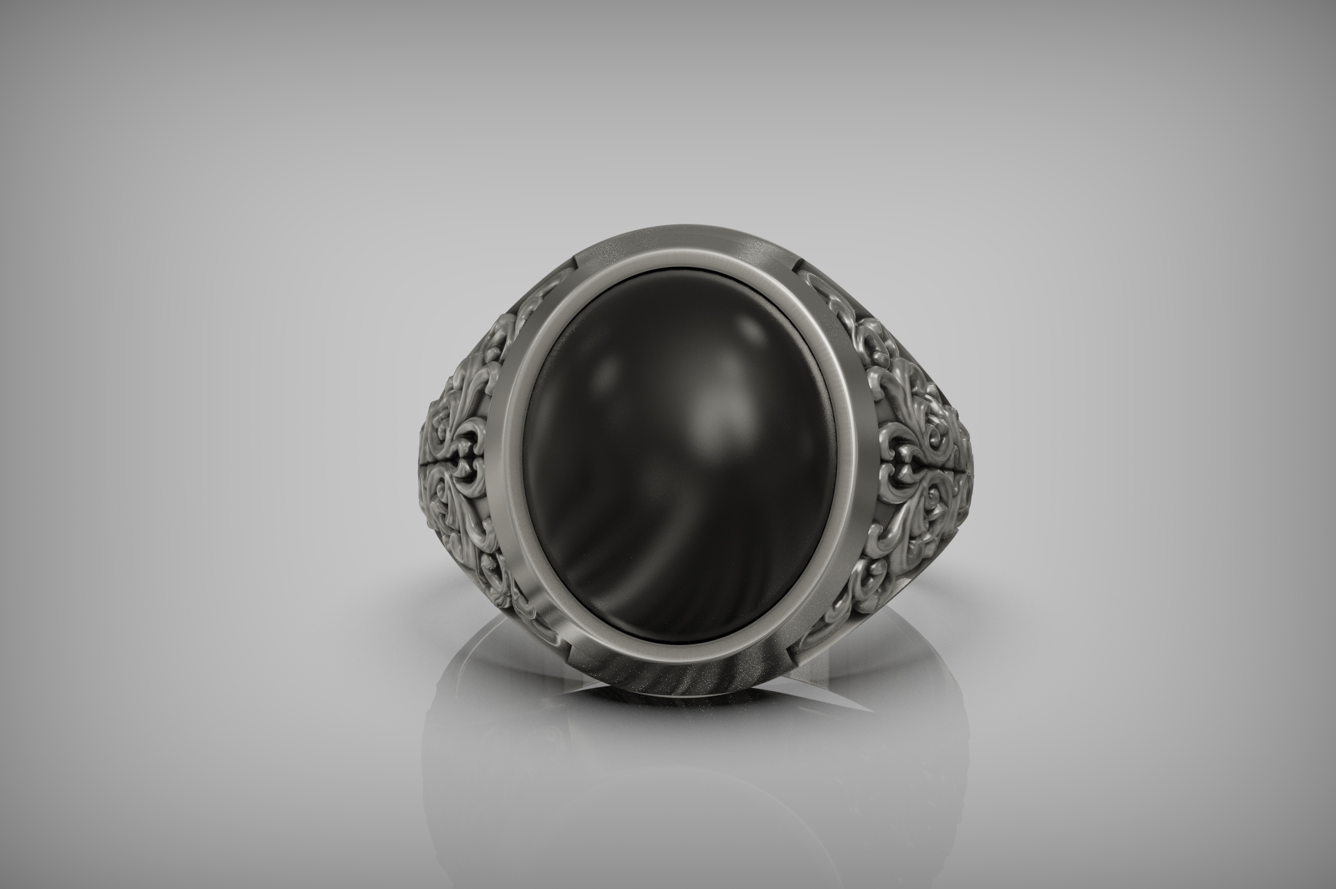 Vintage Ornate Oval Signet Men's Ring — view 6