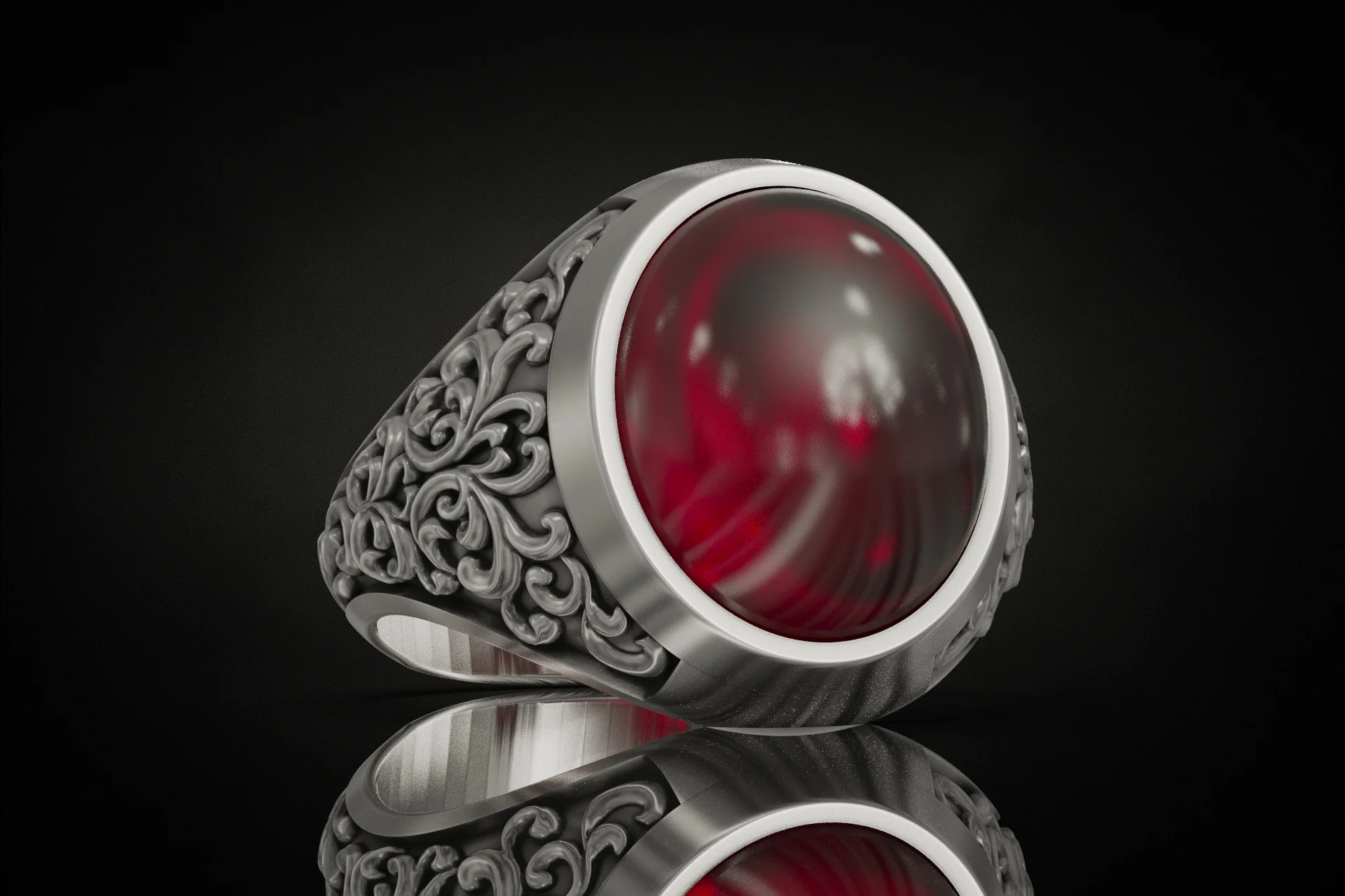 Vintage Ornate Oval Signet Men's Ring