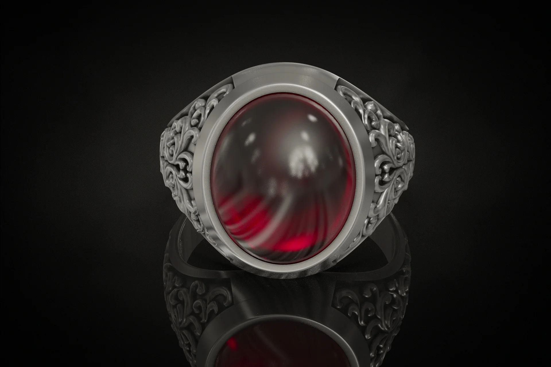 Vintage Ornate Oval Signet Men's Ring — view 2