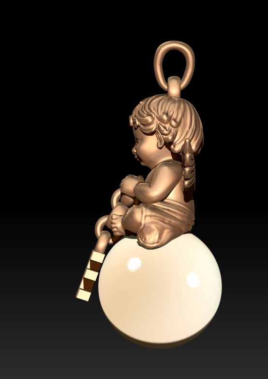 Cherub Angel Pearl Initial Pendant — view 8