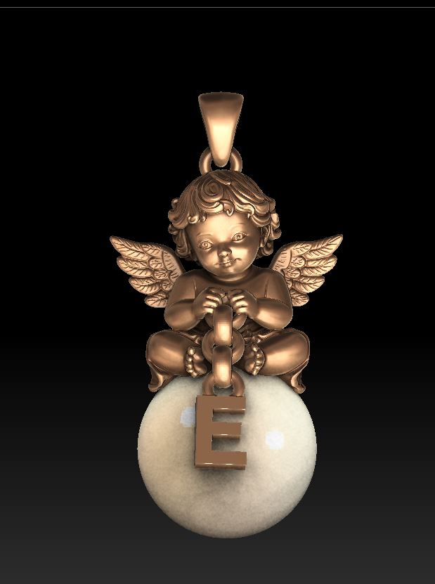 Cherub Angel Pearl Initial Pendant