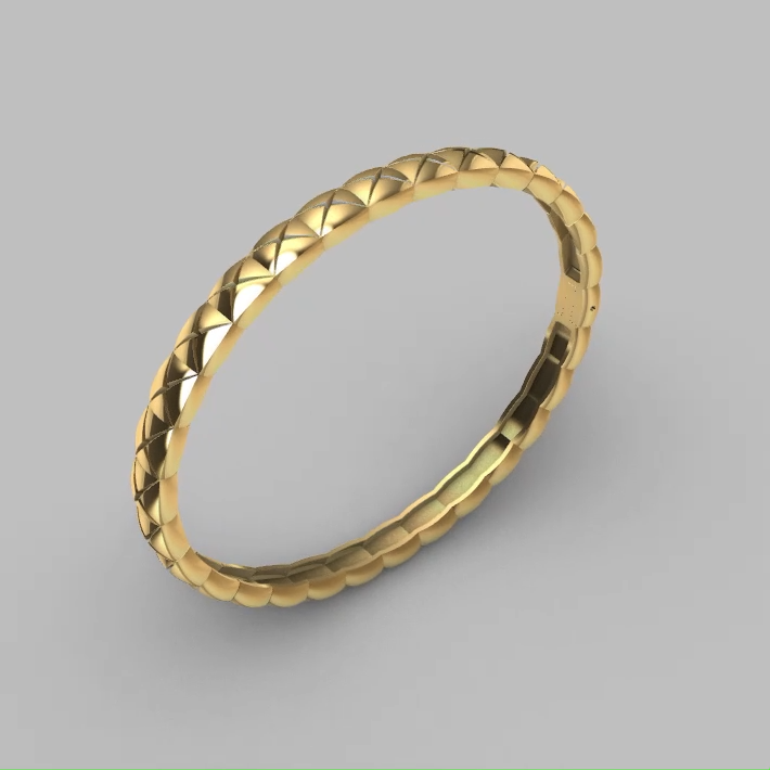 Hinged Band braclet with Woven Pattern Clasp — view 3