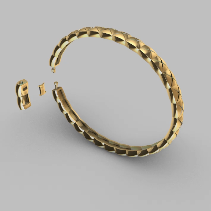 Hinged Band braclet with Woven Pattern Clasp — view 2