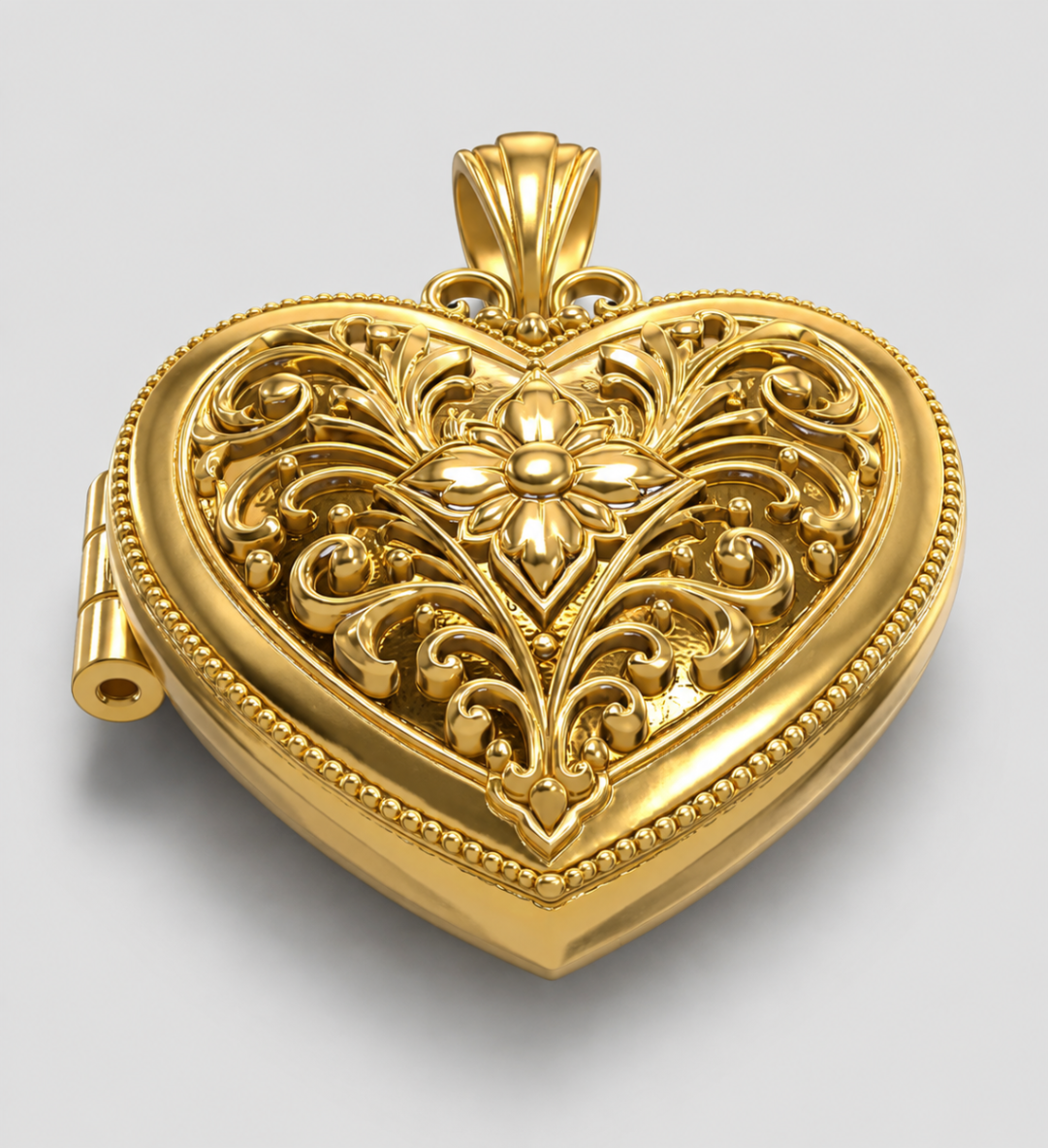 Ornate Gold Heart Locket — view 4